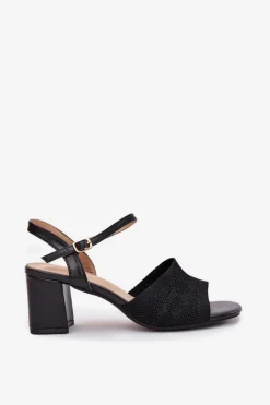 Sale Boto Damskie Sandały Na Słupkowym Obcasie Czarne Sarena Czarny