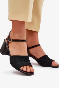 Sale Boto Damskie Sandały Na Słupkowym Obcasie Czarne Sarena Czarny