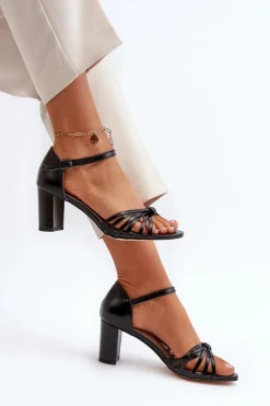 Sandały Na Słupku|Sandały Na Obcasie>Evento Damskie Sandały Na Słupku Czarne Pyrrette Czarny