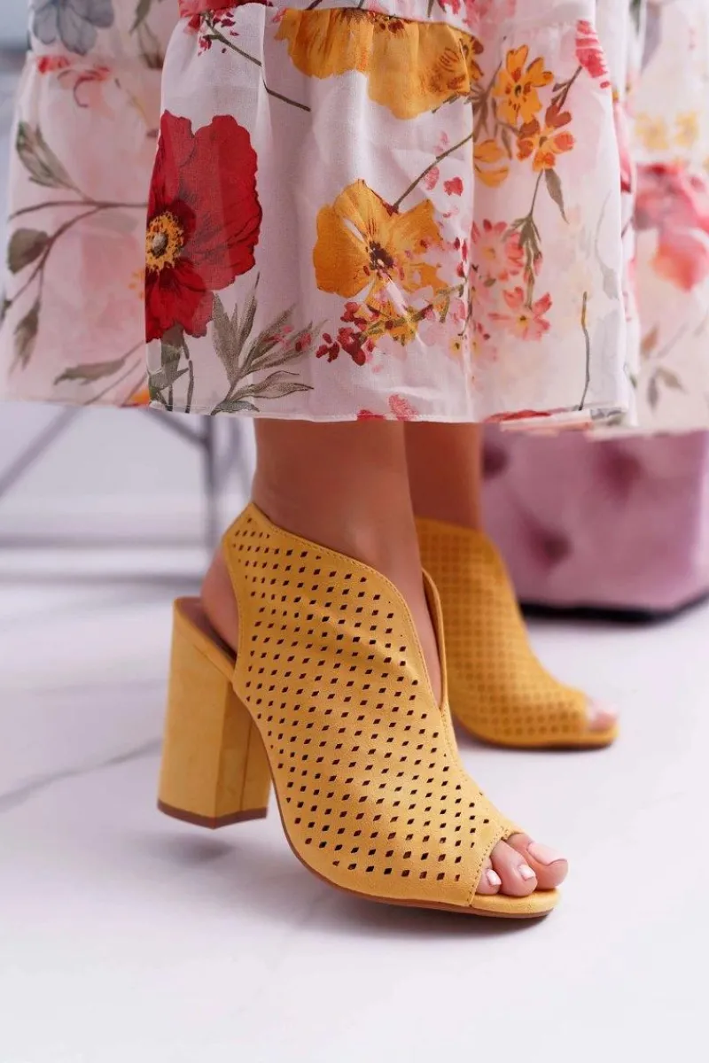 Clearance Boto Damskie Sandały Na Słupku Peep Toe Żółte Nevienna