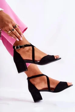 Best Buty Sergio Leone Damskie Sandały Na Słupku Sergio Leone SK825 Czarne Czarny