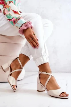 Sandały Na Słupku|Sandały Na Obcasie><noscript><img width=