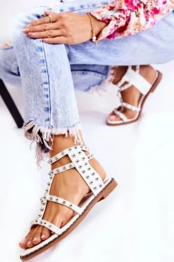 Sandały Płaskie><noscript><img width=