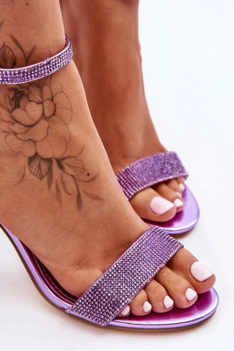 Boto Damskie Sandały Na Szpilce Z Dżetami Fioletowe Perfecto Fioletowy