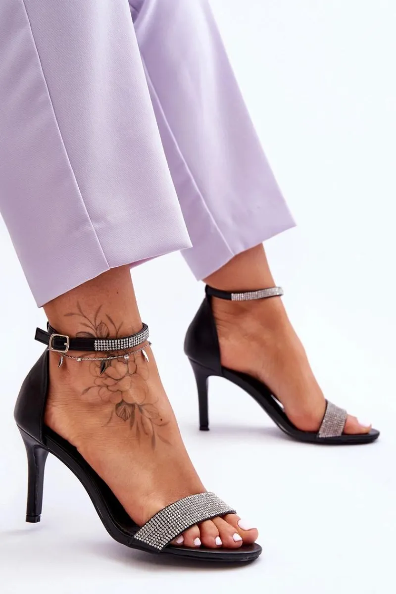 Sandały Na Obcasie>Boto Damskie Sandały Na Szpilce Z Dżetami Czarne Perfecto