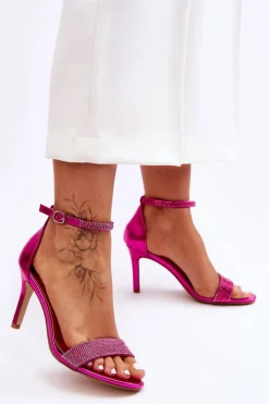 Online Boto Damskie Sandały Na Szpilce Z Dżetami Fuksja Perfecto Różowy