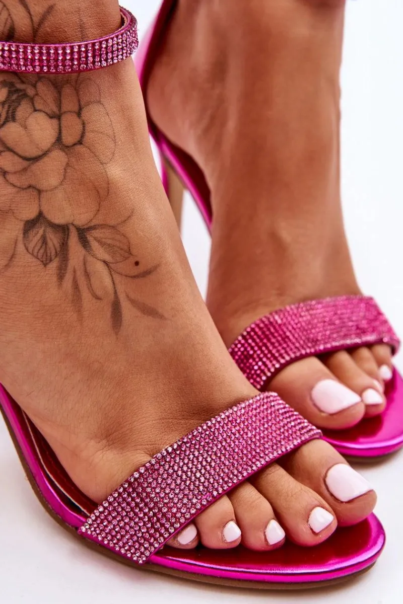 Online Boto Damskie Sandały Na Szpilce Z Dżetami Fuksja Perfecto Różowy