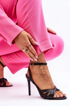 Online Boto Damskie Sandały Na Szpilce Czarne My Darling Czarny