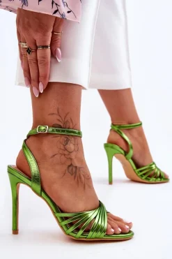 Sale Boto Damskie Sandały Na Szpilce Zielone My Darling Zielony