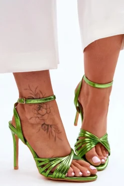 Sale Boto Damskie Sandały Na Szpilce Zielone My Darling Zielony