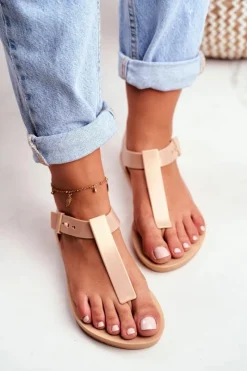 Sale Damskie Sandały Pachnące Gumowe Beżowe DD285040 Damskie Sandały Gumowe|Sandały Płaskie