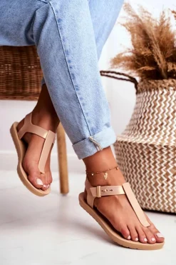 Sale Damskie Sandały Pachnące Gumowe Beżowe DD285040 Damskie Sandały Gumowe|Sandały Płaskie