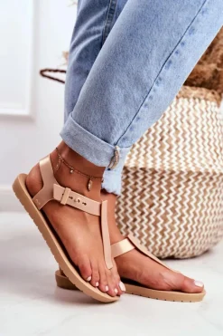 Sale Damskie Sandały Pachnące Gumowe Beżowe DD285040 Damskie Sandały Gumowe|Sandały Płaskie