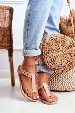 Sale Damskie Sandały Pachnące Gumowe Beżowe DD285040 Damskie Sandały Gumowe|Sandały Płaskie