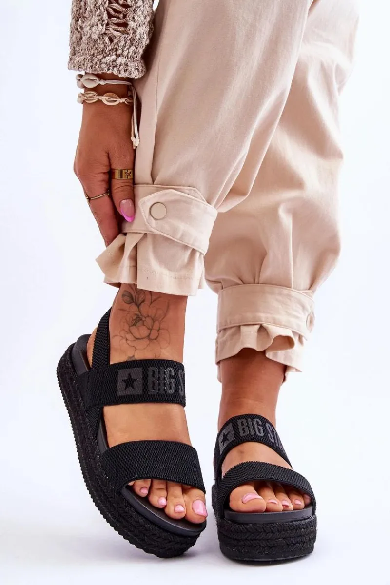 Sandały Big Star|Sandały Płaskie>Big Star Shoes Damskie Sandały Wsuwane Big Star LL274856 Czarne