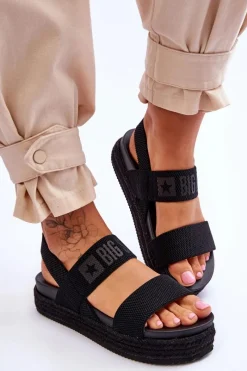 Sandały Big Star|Sandały Płaskie>Big Star Shoes Damskie Sandały Wsuwane Big Star LL274856 Czarne
