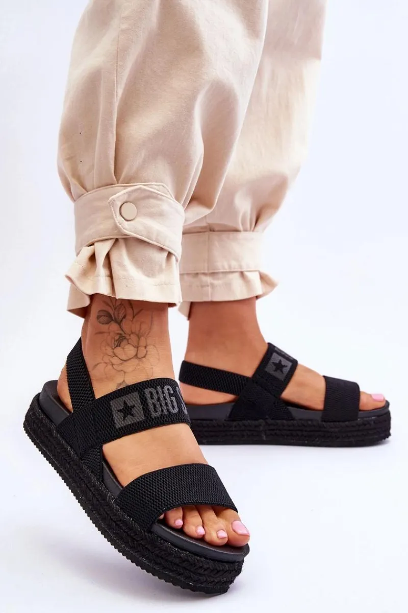 Sandały Big Star|Sandały Płaskie>Big Star Shoes Damskie Sandały Wsuwane Big Star LL274856 Czarne