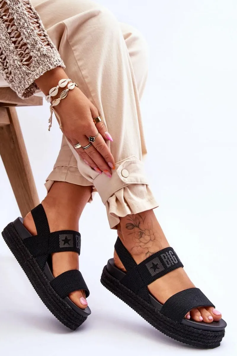 Sandały Big Star|Sandały Płaskie>Big Star Shoes Damskie Sandały Wsuwane Big Star LL274856 Czarne