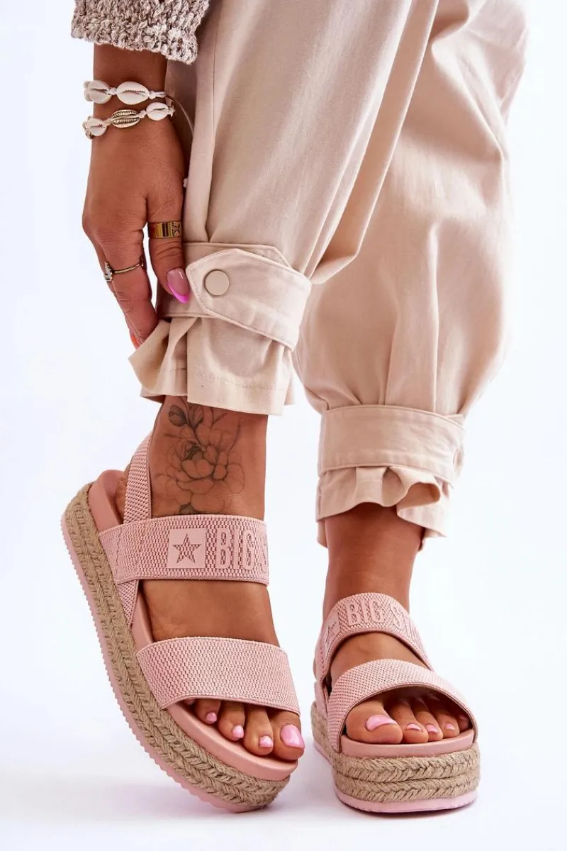 Hot Damskie Sandały Wsuwane Big Star LL274859 Różowe Damskie Sandały Big Star|Sandały Płaskie