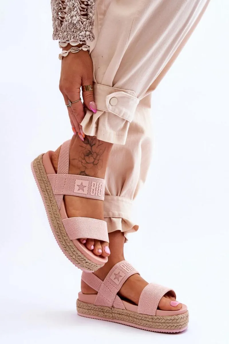 Hot Damskie Sandały Wsuwane Big Star LL274859 Różowe Damskie Sandały Big Star|Sandały Płaskie