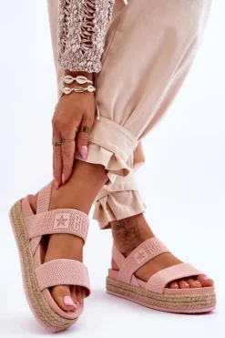 Hot Damskie Sandały Wsuwane Big Star LL274859 Różowe Damskie Sandały Big Star|Sandały Płaskie