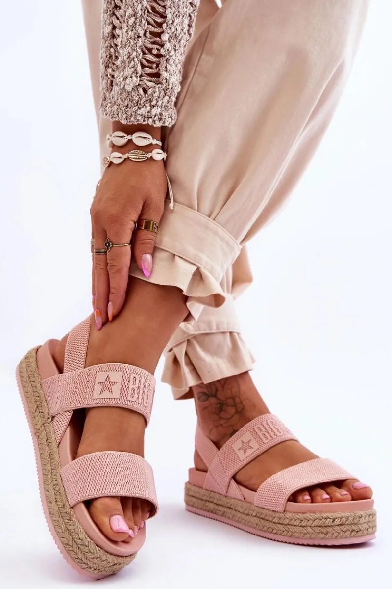 Hot Damskie Sandały Wsuwane Big Star LL274859 Różowe Damskie Sandały Big Star|Sandały Płaskie