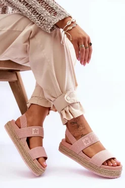 Hot Damskie Sandały Wsuwane Big Star LL274859 Różowe Damskie Sandały Big Star|Sandały Płaskie