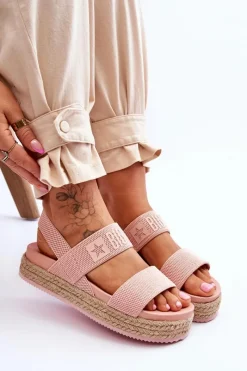 Hot Damskie Sandały Wsuwane Big Star LL274859 Różowe Damskie Sandały Big Star|Sandały Płaskie