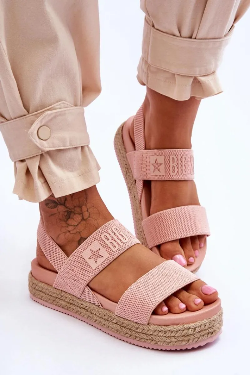 Hot Damskie Sandały Wsuwane Big Star LL274859 Różowe Damskie Sandały Big Star|Sandały Płaskie