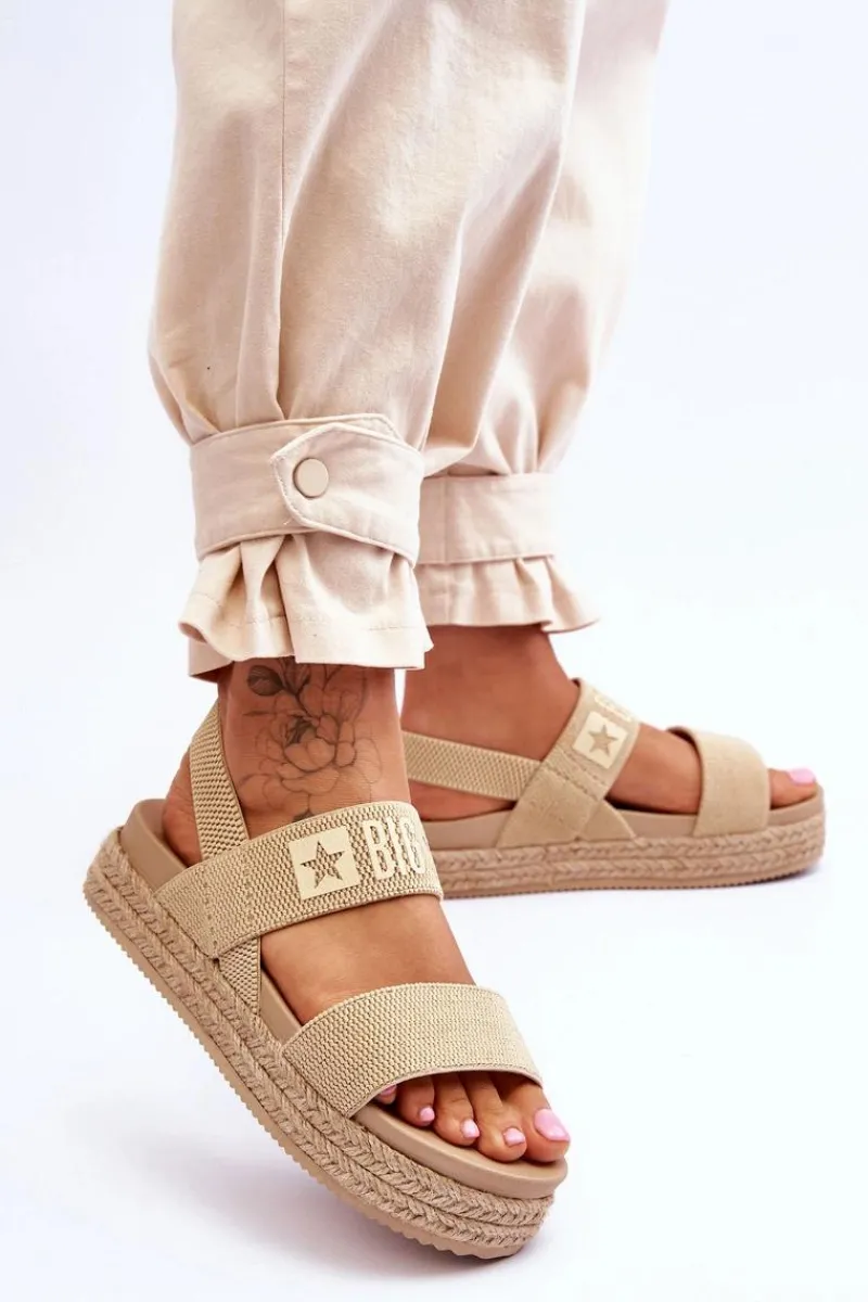 Sale Big Star Shoes Damskie Sandały Wsuwane Big Star LL274858 Beżowe