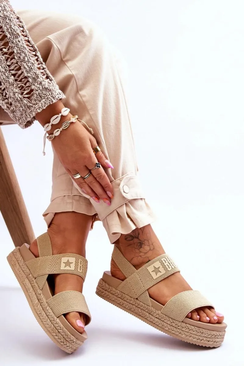 Sale Big Star Shoes Damskie Sandały Wsuwane Big Star LL274858 Beżowe