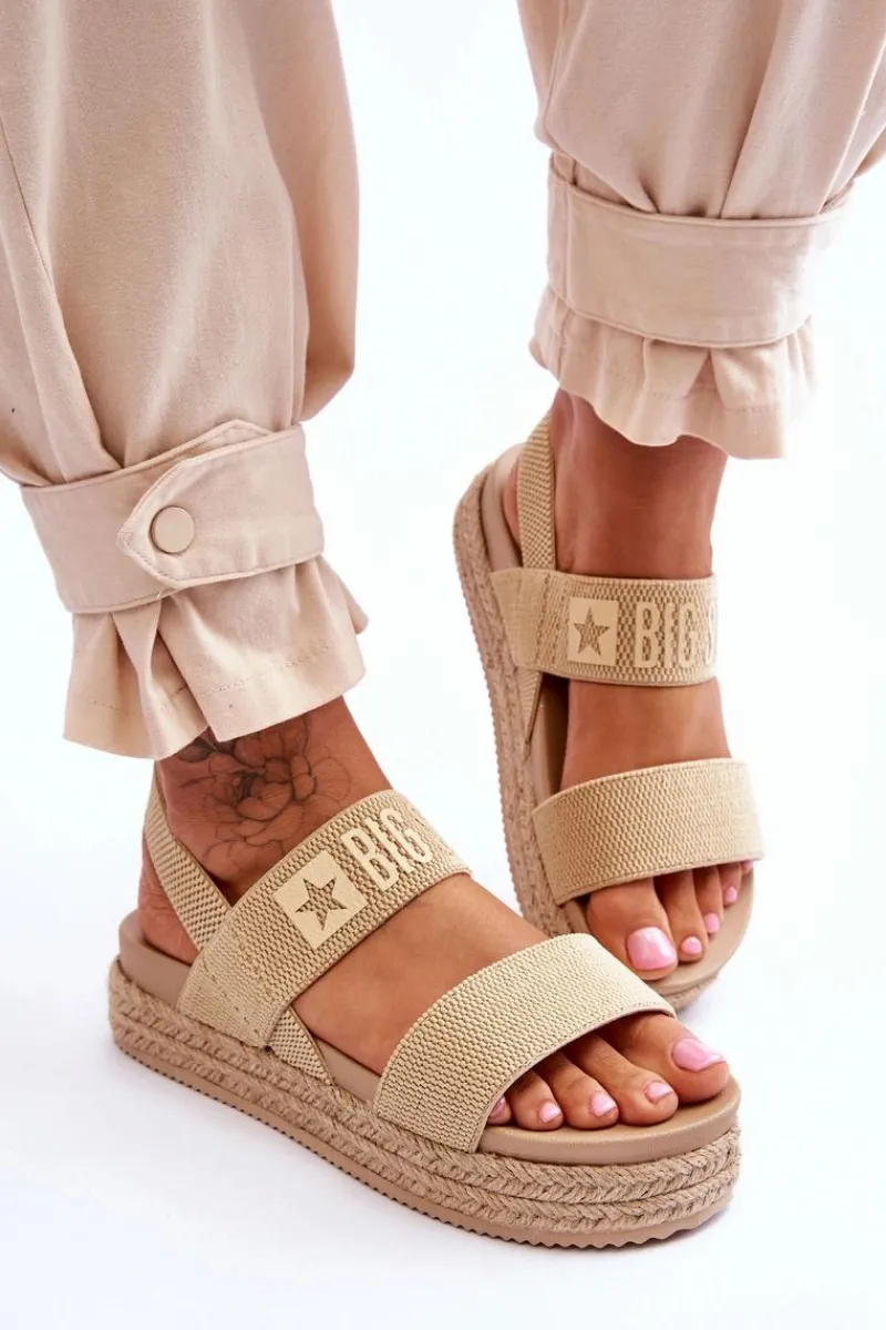 Sale Big Star Shoes Damskie Sandały Wsuwane Big Star LL274858 Beżowe