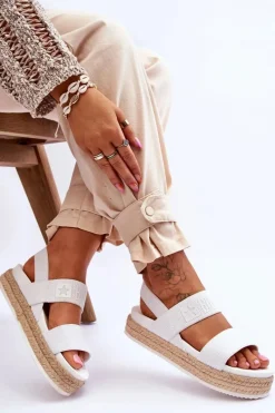 Discount Damskie Sandały Wsuwane Big Star LL274857 Białe Damskie Sandały Big Star|Sandały Płaskie