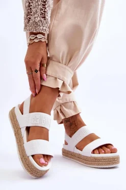 Discount Damskie Sandały Wsuwane Big Star LL274857 Białe Damskie Sandały Big Star|Sandały Płaskie