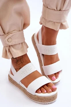 Discount Damskie Sandały Wsuwane Big Star LL274857 Białe Damskie Sandały Big Star|Sandały Płaskie