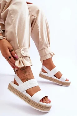 Discount Damskie Sandały Wsuwane Big Star LL274857 Białe Damskie Sandały Big Star|Sandały Płaskie