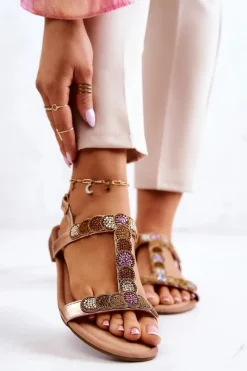 Sandały Płaskie><noscript><img width=