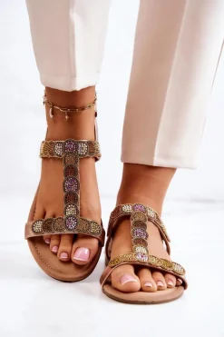 Sandały Płaskie><noscript><img width=