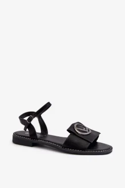 Online Damskie buty S.Barski Damskie Sandały Z Ozdobą S.Barski KV27-045 Czarne