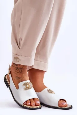 Hot Damskie buty S.Barski Damskie Sandały Z Ozdobą S.Barski KV-2775-49 Srebrne