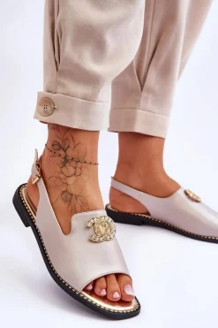 Sandały Płaskie><noscript><img width=