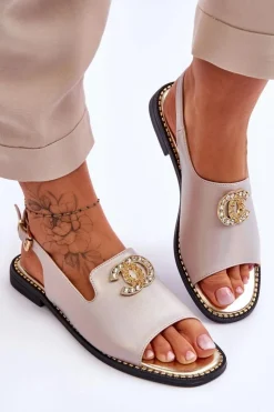 Sandały Płaskie><noscript><img width=