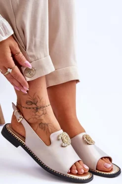 Sandały Płaskie><noscript><img width=