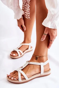 Sandały Płaskie><noscript><img width=