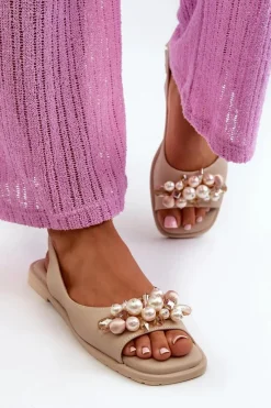 New Damskie buty S.Barski Damskie Sandały Z Ozdobami S.Barski KV27-004 Beżowe Beżowy