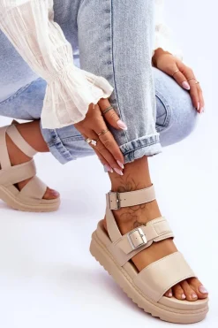 Sandały Płaskie><noscript><img width=