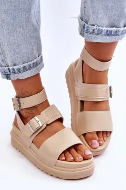 Sandały Płaskie><noscript><img width=