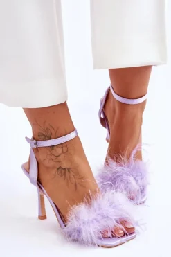 Best Boto Damskie Sandały Z Piórkami Fioletowe Tiffany