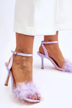 Best Boto Damskie Sandały Z Piórkami Fioletowe Tiffany