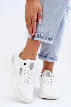 Sale Big Star Shoes Damskie Siateczkowe Buty Sportowe Memory Foam System Big Star LL274664 Białe